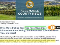 1000 words: Albemarle County offers “free” face coverings, climate info, and Halloween Bingo