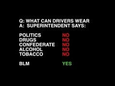 Worn out: Haas says “Politics, No; BLM Yes” on bus driver apparel