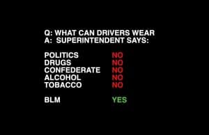 Worn out: Haas says “Politics, No; BLM Yes” on bus driver apparel