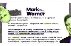 1000 words: Sellout Warner endorses incapacitated Fetterman