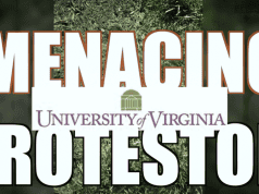 VIDEO: “Peaceful” anti-Israel protestor threatens videotaping passer-by in University of Virginia no-go zone University of Virginia Menacing Protestor May Day Protest The Schilling Show