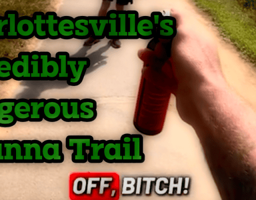 No-go zone: Bicyclist threatened on Charlottesville’s “incredibly dangerous” Rivanna Trail Charlottesville Incredibly dangerous rivanna trail www.SchillingShow.com